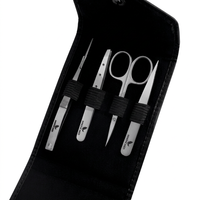Juego de 4 Pinzas de Precisión para Cejas de Acero Inoxidable para Mujer, Tijeras Curvas Ecológicas con Puntas Puntiagudas para Vello Encarnado