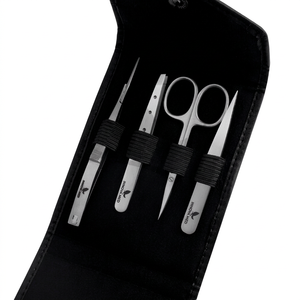 Ensemble de 4 pinces à épiler de précision en acier inoxydable pour femmes, ciseaux courbes écologiques, pointes pointues pour poils incarnés - Product Image 1