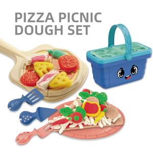 Màu Đất Sét Bánh <span class=keywords><strong>Pizza</strong></span> Dã Ngoại Giỏ 15Pcs Trẻ Em Khác Vui Vẻ Giả Vờ Chơi Mầm Non Nhựa Đồ Chơi Set Chơi Bột - Product Image 2