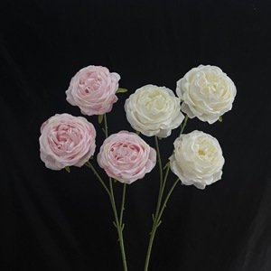 Roses artificielles Junheyuan, 3 têtes, fleurs en soie, style peinture à l'huile, arrangement floral pour allée de mariage - Product Image 1