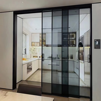 Diviseur d'étude populaire contemporain fixe à 90 degrés pour glisser vers glisser le verre de tringlerie intérieur 3 voies cloisons coulissantes en aluminium