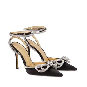 Zapatos de Tacón Alto con Doble Lazo de Lujo en Negro, Blanco, Rosa, Verde y Azul, Zapatos de Satén con Punta en Pico para Mujer - Product Image 1