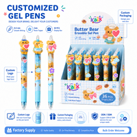 Stylo Gel Effaçable KAIX Cute Bakery Bear, Pointe Fine 0,5 mm, Embout en Résine, Boîte de 36 Pièces, Stylo Gel Rétractable pour la Rentrée Scolaire