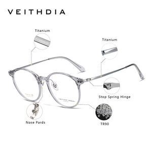Veithdia Round Pure Titanium Optical Eyeglasses <b>Frame</b> Unisex Full-<b>Frame</b> Lightweight Blue Light Protection 7103 - Product Image 4