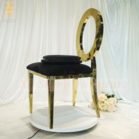 Chaise de Mariage Luxe pour Hôtels en Acier Inoxydable Doré à Dossier Rond, Idéale pour Événements et Réceptions