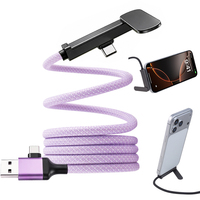 Nouveau câble de charge rapide magnétique 2-en-1 tendance 60W avec support de téléphone 360° °   Câble de charge rapide Type-C 60W rotatif pour iPhone