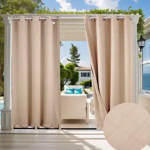 Amity Heat Insulation Waterproof And Blackout Perforated Embossed Curtains Outdoor Black Out Curtains
