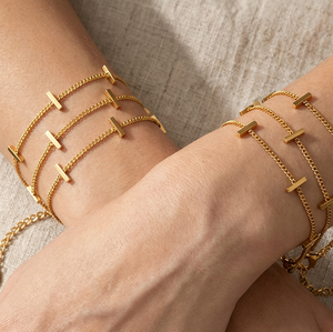 Bracelet et joncs de luxe personnalisés en acier inoxydable 316L plaqué or PVD 14k 18k pour femmes - Product Image 1