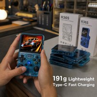 Console de jeu portable L36 Ultra Open Source, bleu transparent, RK3326 ARKOS 640X480, type arcade rétro RPG, charge rapide Type C, 191g