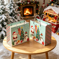 Sac en carton blanc mat personnalisé, recyclable et écologique, pour Noël, sac en papier pour magasin de détail, cadeau pour invités de fête de Noël, emballage cadeau