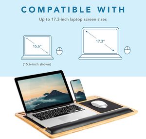 Combohome Laptop Desk Lap Stand Laptop Riser Portable with Pillow Monitor Riser Adjustable Good Bamboo with Cushion - Product Image 5