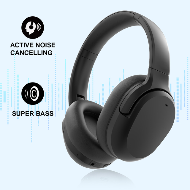 High Quality Custom Logo ANC Noise Cancelling Over-ear Headphones 4 ANC Mic V6.0 Hybrid Wired Wireless Headphone