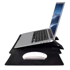 PRODUCT IN STOCK factory direct Low MOQ 12 13 14 15 inch PU Leather Laptop Sleeve Case with Stand