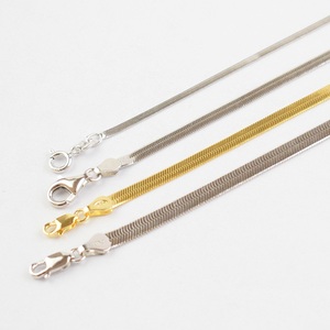 Collar de cadena de Plata de Ley 925 y oro de 18K, cadena fina de serpiente - Product Image 4