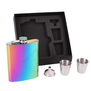 Venta al por mayor LMK185 Botella de whisky de acero inoxidable electrochapada de 8oz, petaca de bolsillo para licor con embudo para alcohol - Product Image 3