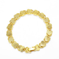 Bracelet en Chaîne à Maillons Creux Créatif avec Fermoir, Montre Cœur et Jonc Plaqués Or 24K, Bijoux Classiques de Dubaï et Arabie Saoudite pour Femme, Vente en Gros