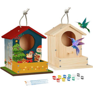 Nichoir rectangulaire en bois massif, couleur naturelle, durable, pour habitat d'oiseaux en extérieur, petite taille - Product Image 3