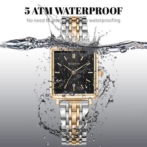 <b>For</b> Ladies Stainless Steel <b>Wrist</b> <b>Watch</b> Japan Movement Business Style Retro Square Case 30mm Diameter Water Resistant Buckle - Product Image 4