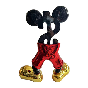 Scultura di Topo in Resina Elettroplaccata Cromata Oro per Decorazione d'Interni, Modello Artigianale di Famoso Cartone Animato - Product Image 4