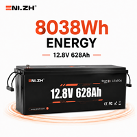 Batterie LiFePO4 à semi-conducteurs Enlzh 12V 628Ah, cycle profond 4000 cycles, 8038Wh pour chariots de golf, applications marines et solaires