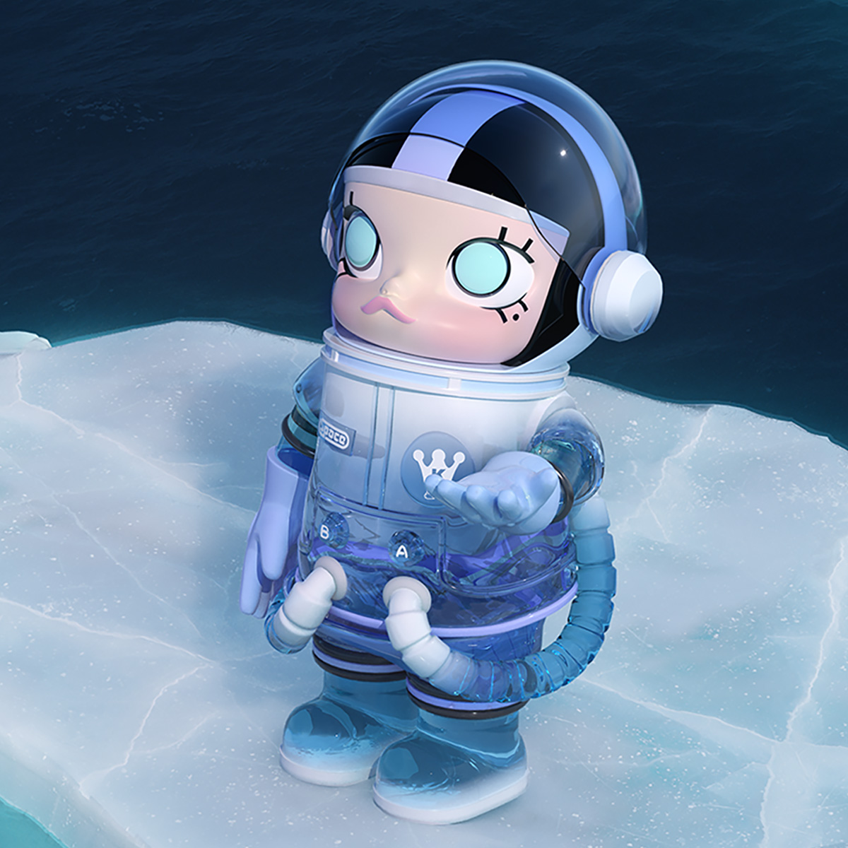 100% Original POP MART MEGA SPACE MOLLY 1000% Glacier Toy