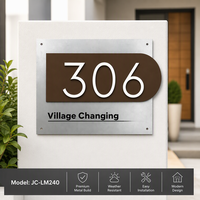 Plaque de porte personnalisée en métal JC-LM240, plaque d'adresse moderne pour maison, hôtel, jardin