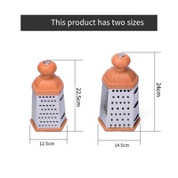 Râpe à légumes manuelle à 6 faces en acier inoxydable avec manche imitation bois, lavable au lave-vaisselle, écologique, vente en gros