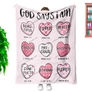 Manta polar de franela de microfibra personalizada con Dios inspirador dice que soy estilo Jacquard suave para sofá - Product Image 1