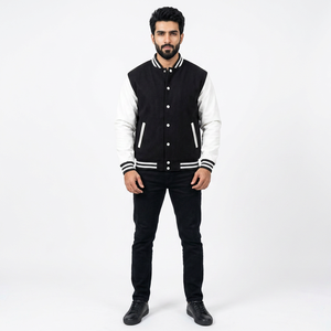 Chaqueta Varsity Personalizada para Hombre, Invierno, Cuello Alto, Material de Forro Polar, Transpirable, Logotipo Frontal - Product Image 1