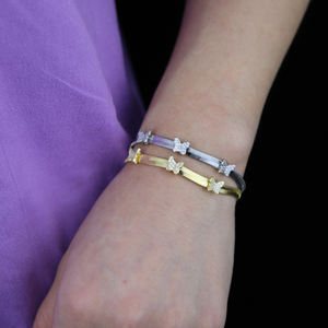 Ensemble collier et bracelet tendance en chaîne serpent plaqué or, <span class=keywords><strong>mini</strong></span> papillon brillant, délicatesse pour femme - Product Image 6