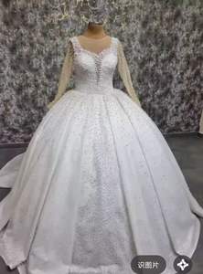 S2924R Nuevo Vestido de Novia Blanco de Alta Calidad con Encaje, Perlas y Malla Abundante - Product Image 2