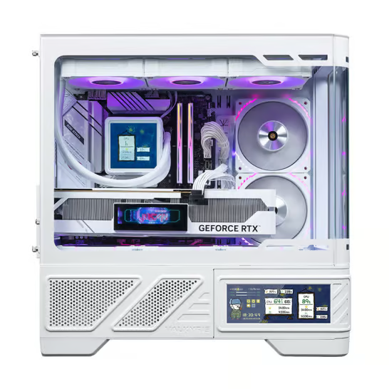 Valkyrie VK03-M LCD White ATX Gaming Desktop Case with 360° Water