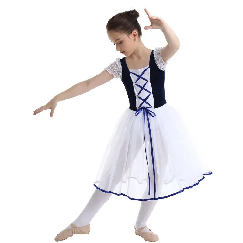 Mode Samt Tanz Kostüm Kinder Mädchen Skaten Ballett Gymnastik Trikot Kleid Dance wear Kleid