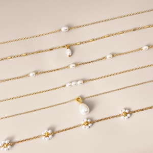 Fashion <b>Necklaces</b> High Quality Non Tarnish 18K <b>Gold</b> Plated <b>Pearl</b> <b>Necklace</b> for Women - Product Image 3