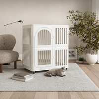 Maison pour chat modulaire à double étage, villa de luxe pour chat d'intérieur avec roulettes
