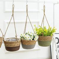 Keranjang Gantung Tanaman Tali Jute Anyaman Tugas Berat Dapat Dilipat Kapasitas 5kg Gantungan Tanaman Indoor/Outdoor Elegan Tahan Lama