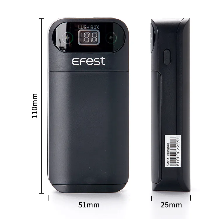 ポータブル充電器Efest Lush Box Diy18650充電器2バッテリー携帯電話5V1A急速充電スマート充電器