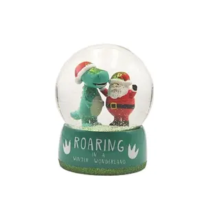 نموذج هدية من الراتينج كرة الثلج سانتا كلوز و ديناصور ديكور تمثال كريسماس بشكل كرة جليد