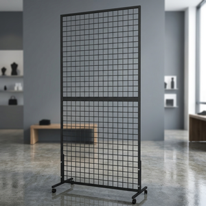 Étagère de supermarché autoportante noire robuste en treillis métallique, à double base en T, 5 niveaux, simple face, pour foire artisanale et exposition d'art - Product Image 3