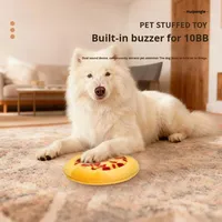 Jouet en peluche pour animaux de compagnie en forme de pizza en gros - Remplissage en coton PP doux, buzzer intégré, jouet à mâcher interactif 3D sûr, papier crépitant