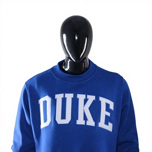 Sweat-shirt à col rond bleu pour femme Duke, coupe classique, en coton tricoté, imprimé lettres sur le devant, style décontracté d'automne - Product Image 2