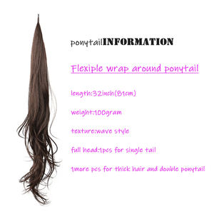 Style populaire Flexible Wrap Around Ponytail avec vague extrémités bouclées magique tresse noire extension <span class=keywords><strong>de</strong></span> <span class=keywords><strong>queue</strong></span> <span class=keywords><strong>de</strong></span> <span class=keywords><strong>cheval</strong></span> longue jolis cheveux pour les femmes - Product Image 3