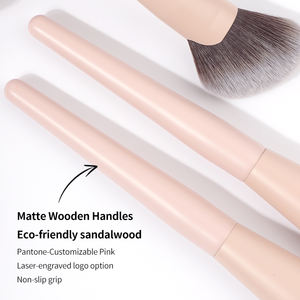 Juego de Brochas de Maquillaje de 12 Piezas de Alta Calidad, Color Rosa Claro, Pelo Sintético, Mango de Madera Mate, Logotipo Personalizado, <span class=keywords><strong>para</strong></span> Rostro y Corrector - Product Image 5