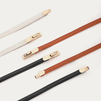 Ceintures en cuir Sundo, fines, à double sangle en cuir, boucle dorée, ceinture en cuir élégante, accessoire de taille pour femmes, tenues habillées