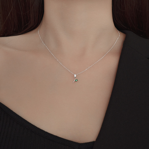 สร้อยคอ zircon สีเขียวใบดอกกุหลาบสีเขียวสีทองจี้ดอกทิวลิปสีเงิน925แบบเฉพาะตัวผลิตจากโรงงาน - Product Image 3