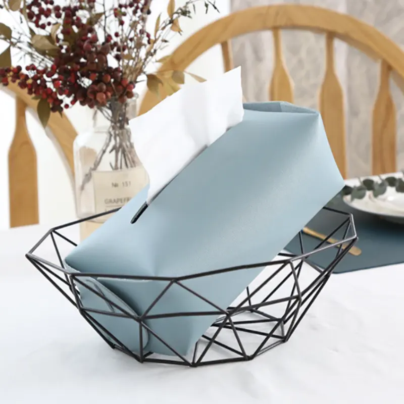 Leather Tissue Box Cube Living Room Light Luxury Household Car Tissue Box And End Table Storage Case