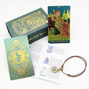 Cartes de tarot premium en feuille d'or avec boîte verte, style Moon Waite, cartes à jouer en PVC imperméable, prix d'usine en gros - Product Image 1