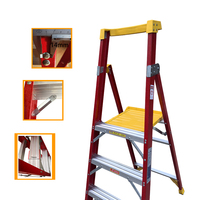 Échelle à marches simple latérale en fibre de verre rouge moderne de qualité exceptionnelle, 375 lb, EN131, antidérapante, pour supermarché et entrepôt extérieur