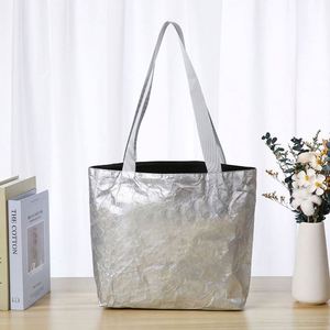 Bolsa de Hombro de Papel DuPont Lavable de Gran Capacidad, Bolsa de Compras Reutilizable de Tyvek con Logotipo Personalizado - Product Image 3