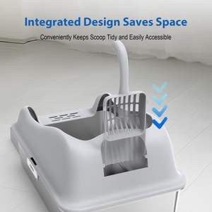 Caja de arena para gatos de acero inoxidable, antisalpicaduras, grande, semicerrada, inodoro para gatos, suministros de limpieza para mascotas, bandeja de arena abierta para gatos - Product Image 4